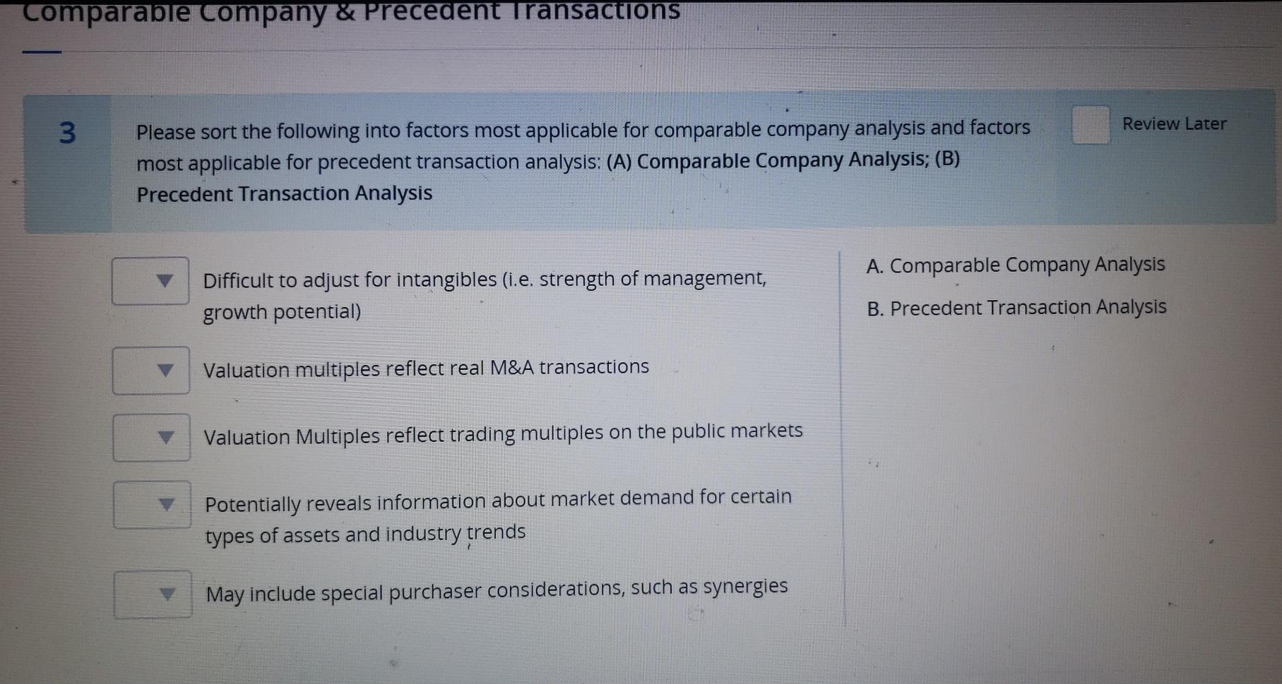 Solved Comparable company & Precedent Transactions 3 Review | Chegg.com