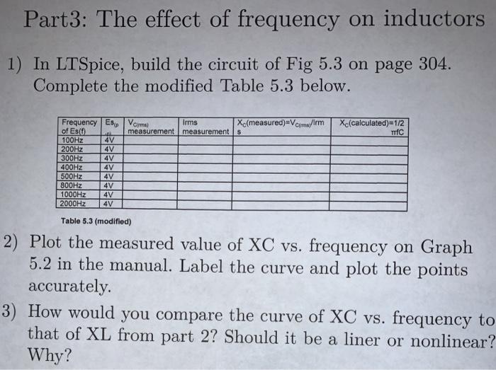 Solved Part3 The effect of frequency on inductors 1) In