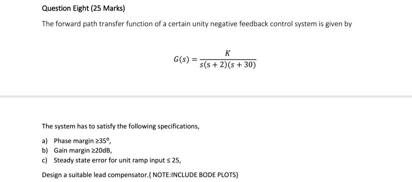 Solved The Forward Path Transfer Function Of A Certain Unity | Chegg.com