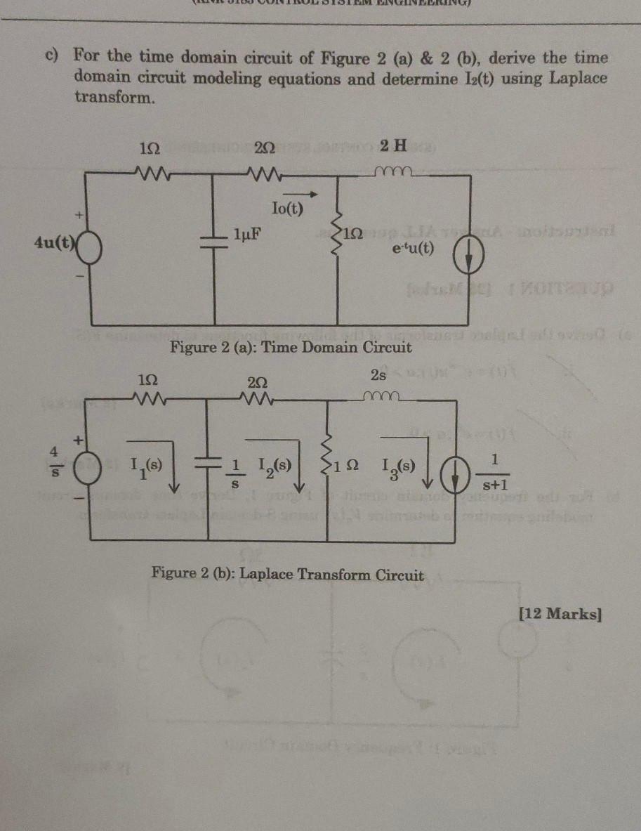 Solved c) For the time domain circuit of Figure 2 (a) & 2 | Chegg.com