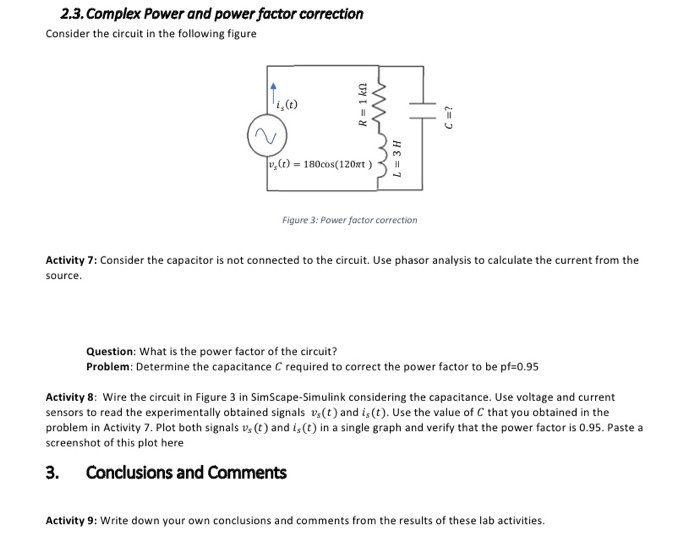 2.3. Complex Power and power factor correction