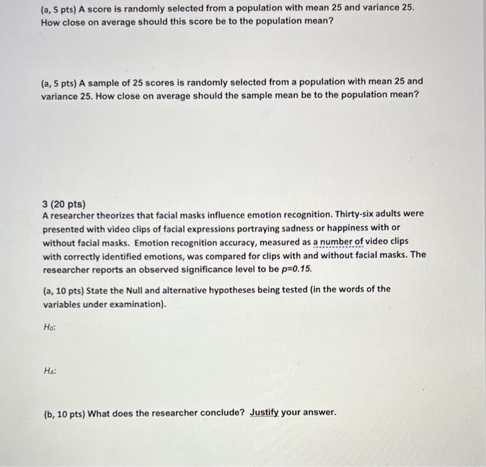 Solved (a, 5 pts) A score is randomly selected from a | Chegg.com