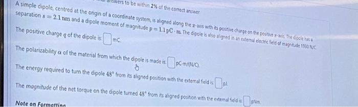 Solved A simple dipole, centred at the origin of agnitude | Chegg.com