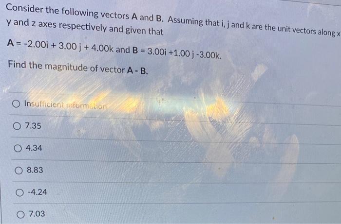 Solved Consider The Following Vectors A And B. Assuming That | Chegg.com