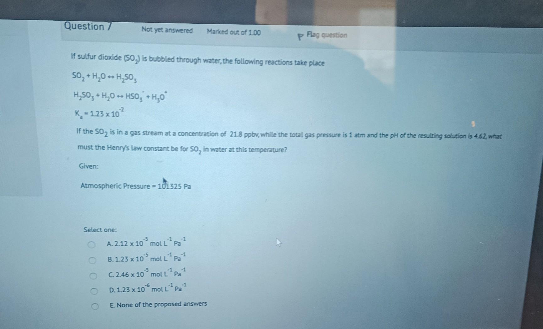 Solved If sulfur dioxide (SO2) is bubbled through water, the | Chegg.com