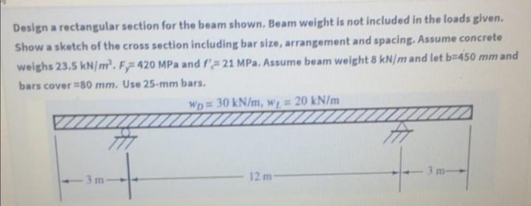 Solved Design a rectangular section for the beam shown. Beam | Chegg.com