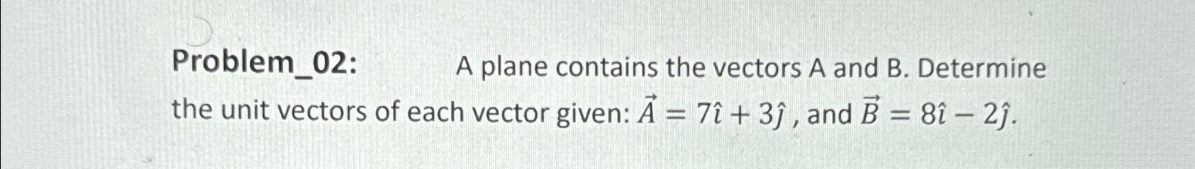 Solved Problem_02: , ﻿A plane contains the vectors A and B. | Chegg.com