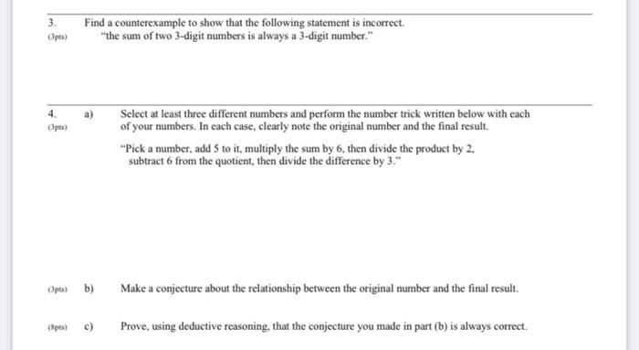 Solved 3. Find A Counterexample To Show That The Following | Chegg.com