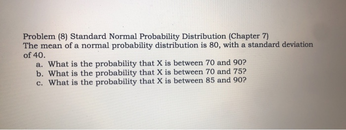 Solved Problem (8) Standard Normal Probability Distribution | Chegg.com