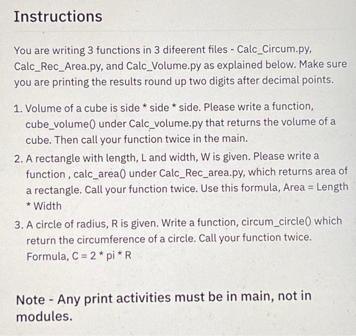Solved Instructions - You are writing 3 functions in 3 | Chegg.com