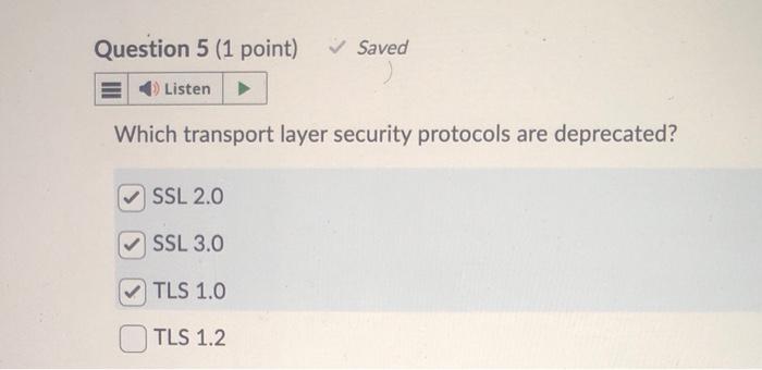 Solved Which transport layer security protocols are | Chegg.com