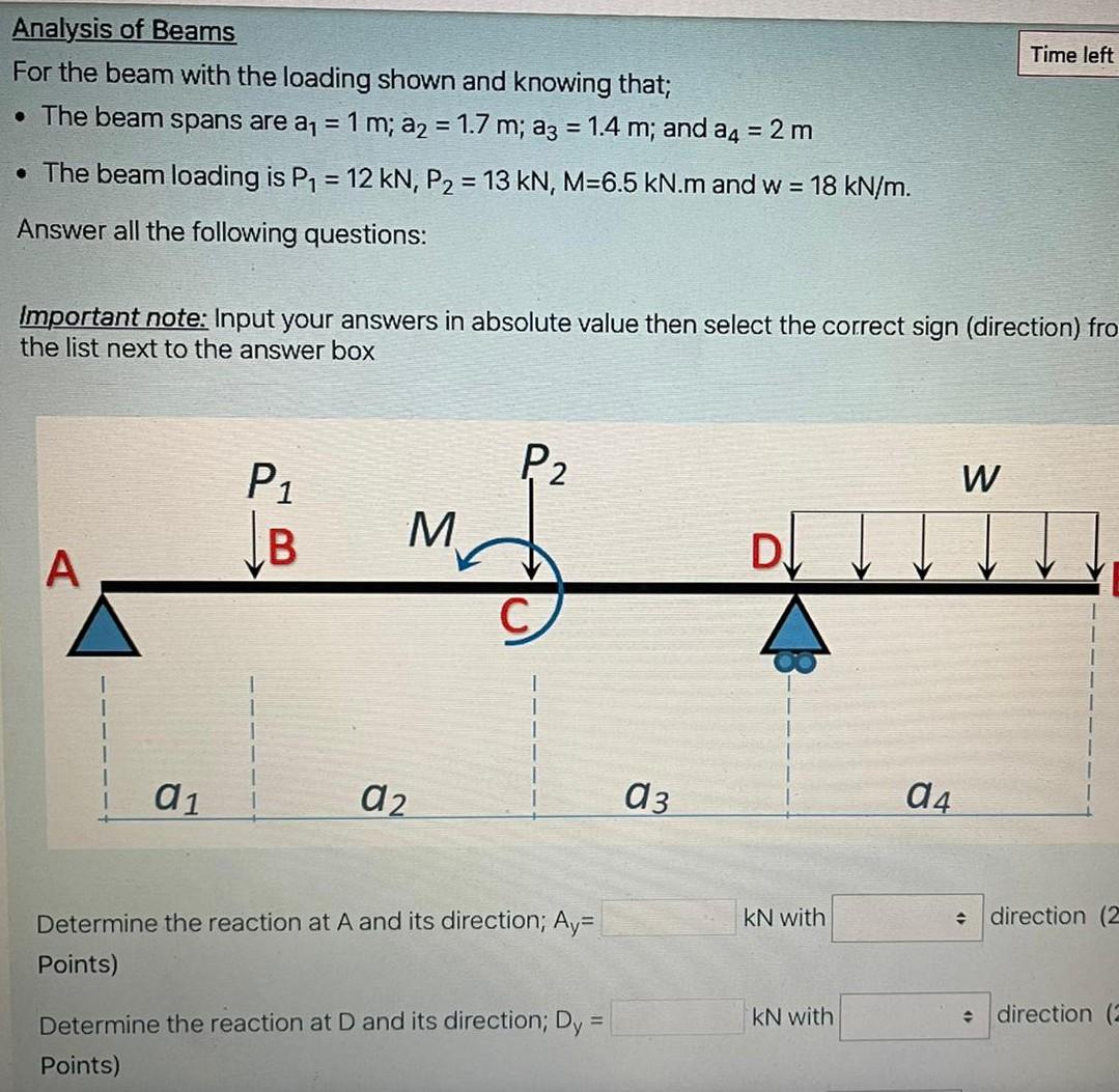Solved Time left Analysis of Beams For the beam with the | Chegg.com