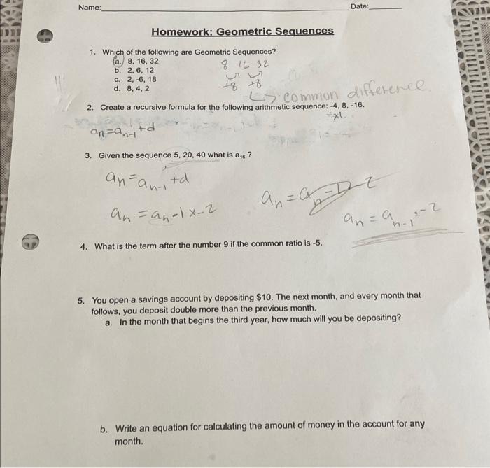 Solved 1. Which of the following are Geometric Sequences? | Chegg.com