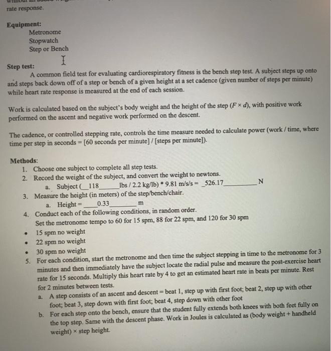 Bench step test hotsell