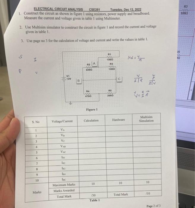 Solved 1. Construct The Circuit As Shown In Figure 1 Using | Chegg.com