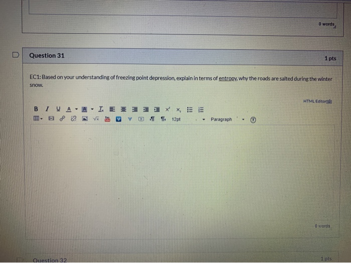 Solved o words Question 31 1 pts EC1: Based on your | Chegg.com