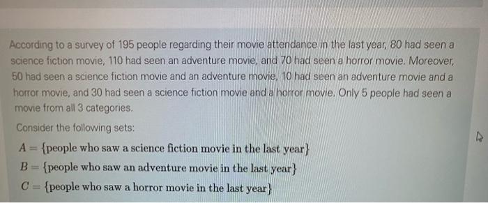 Solved According to a survey of 195 people regarding their | Chegg.com