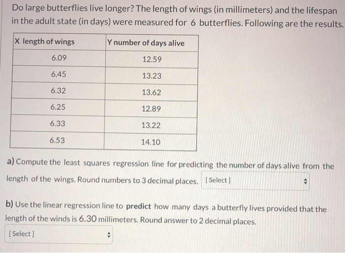 Solved Do large butterflies live longer? The length of wings | Chegg.com