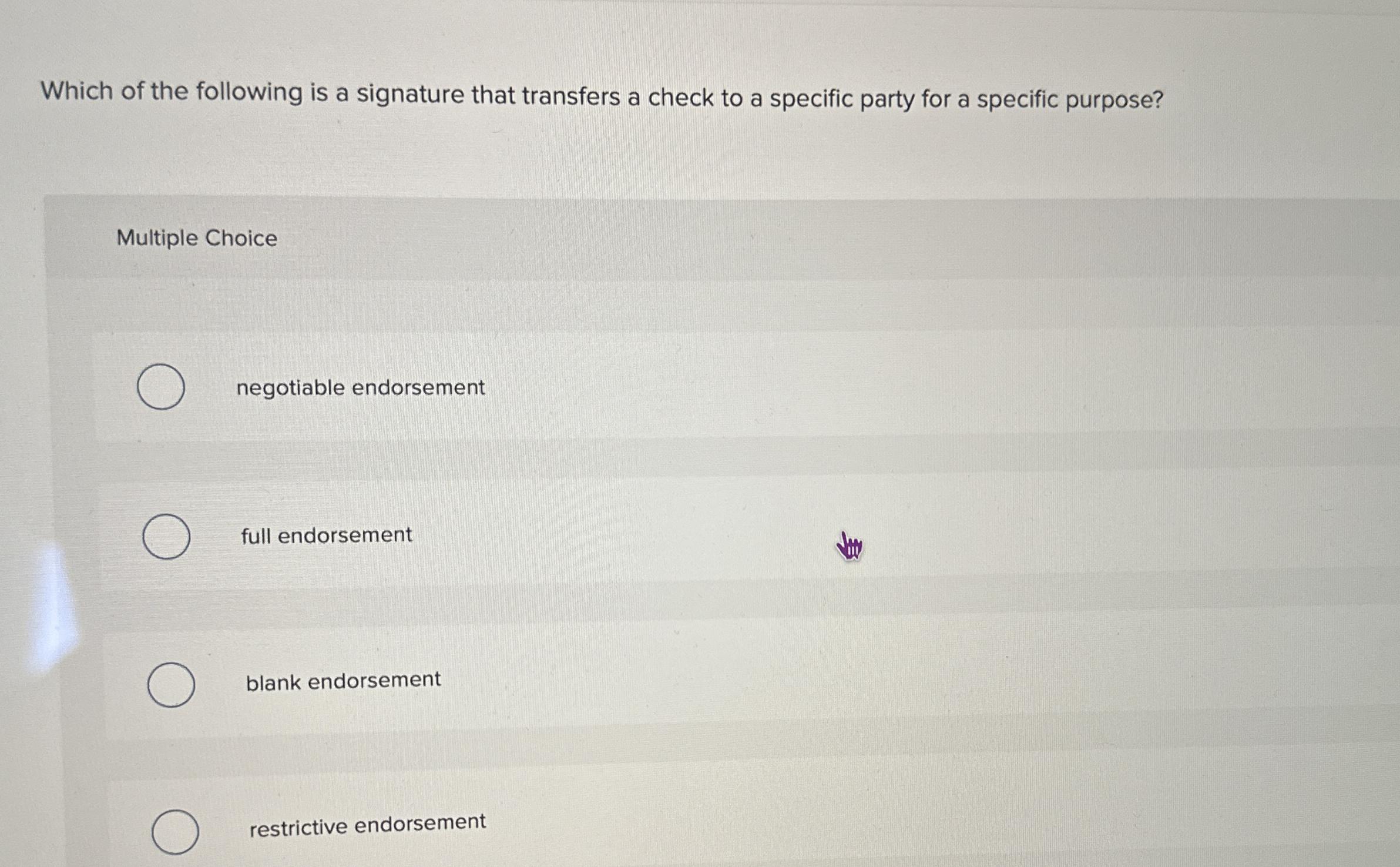 Solved Which of the following is a signature that transfers | Chegg.com
