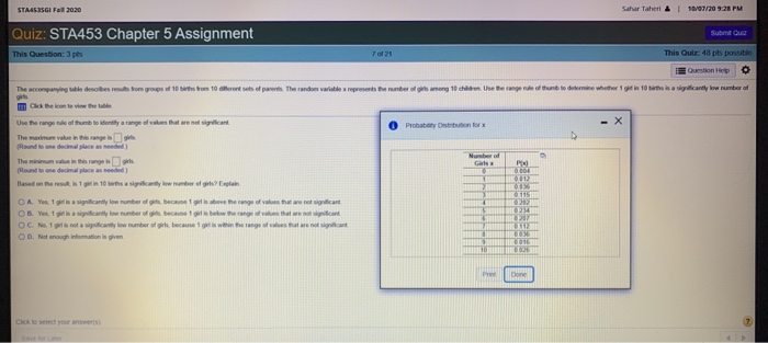 Solved Quiz: STA453 Chapter 5 Assignment This Question: 3 | Chegg.com