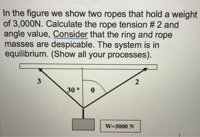 Solved In the figure we show two ropes that hold a weight of | Chegg.com