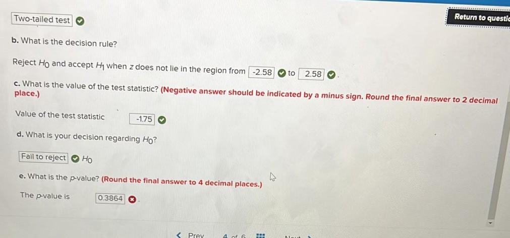Solved b. What is the decision rule? Reject H0 and accept H1 | Chegg.com