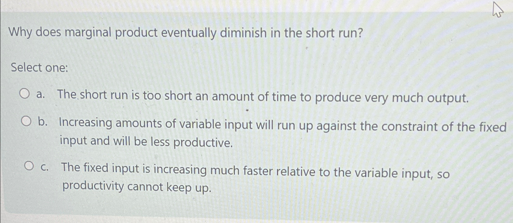 Why Does Marginal Product Eventually Diminish