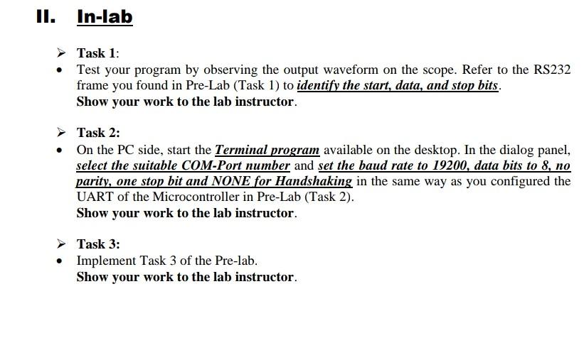 Solved II. In-lab Task 1: Test your program by observing the | Chegg.com
