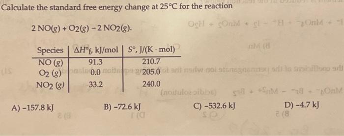 Solved Calculate the standard free energy change at 25°C for | Chegg.com