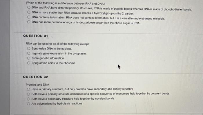 Solved Which of the following is a difference between RNA | Chegg.com