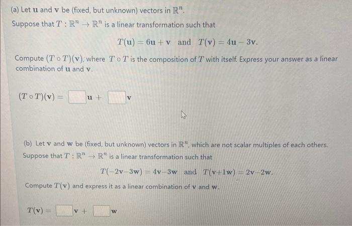 Solved (a) Let u and v be (fixed, but unknown) vectors in | Chegg.com