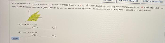 Solved OUR TEACHER PRACTICE ANOTHER An infinite plane in the | Chegg.com