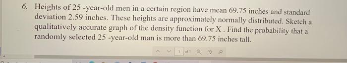 Solved 6. Heights of 25 -year-old men in a certain region | Chegg.com