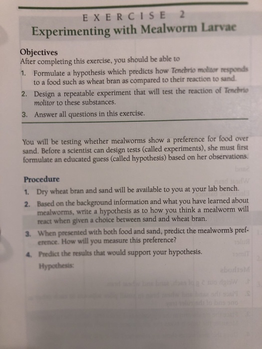 Solved BIO 101 Prelab 3 Mealworm Study Required Lab Man...