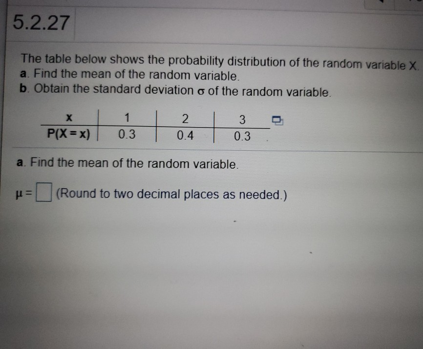 Solved a.The table below shows the probability distribution | Chegg.com