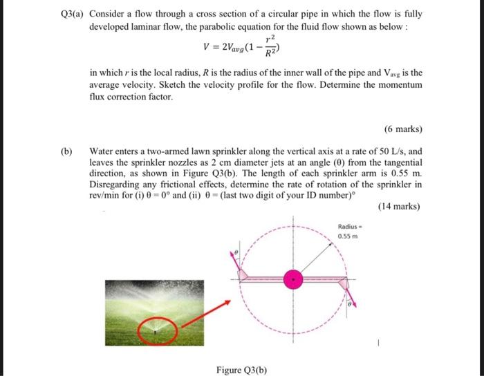 Solved Q3(a) Consider a flow through a cross section of a | Chegg.com