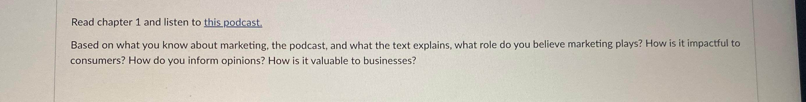 Solved Read chapter 1 ﻿and listen to this podcast.Based on | Chegg.com