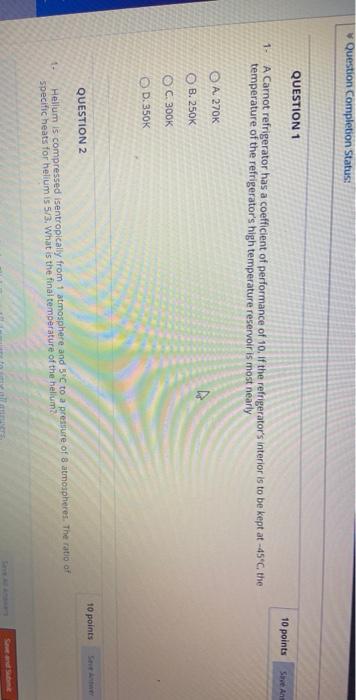 Solved w Question Completion Status: QUESTION 1 10 points | Chegg.com