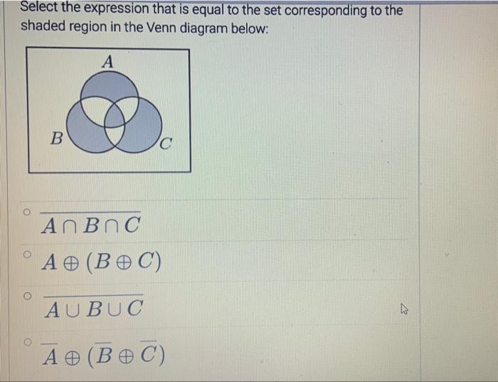 Solved Select the expression that is equal to the set | Chegg.com
