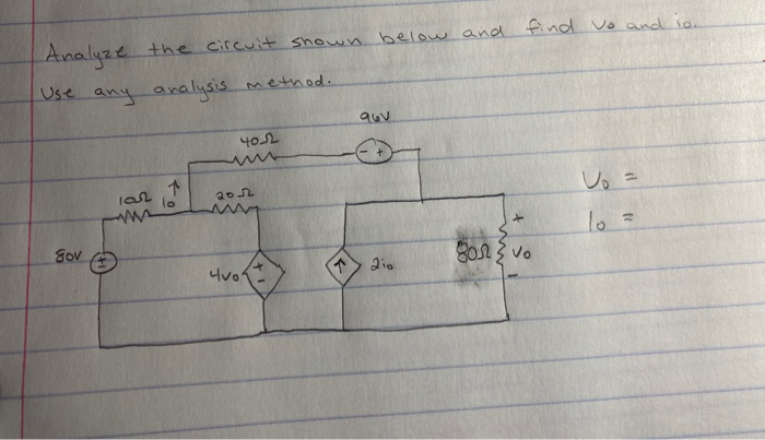 Solved Analyze The Circuit Shown Below And Find To And In | Chegg.com