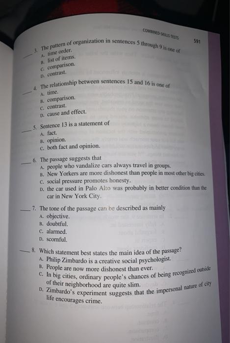 Solved 590 COMBINED SKILLS: Test 8 follows. PART THREE | Chegg.com