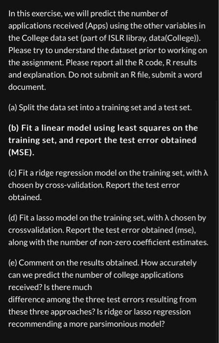 Solved In this exercise, we will predict the number of | Chegg.com