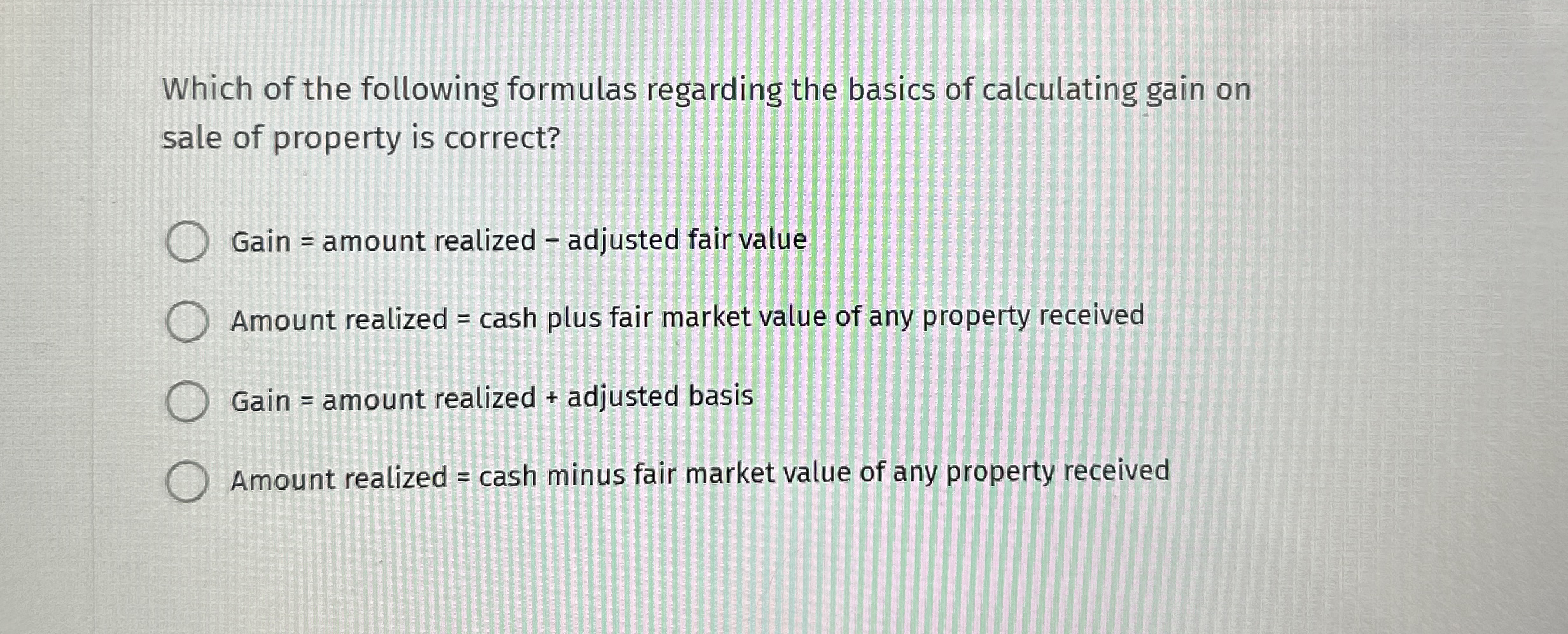 Solved Which of the following formulas regarding the basics | Chegg.com