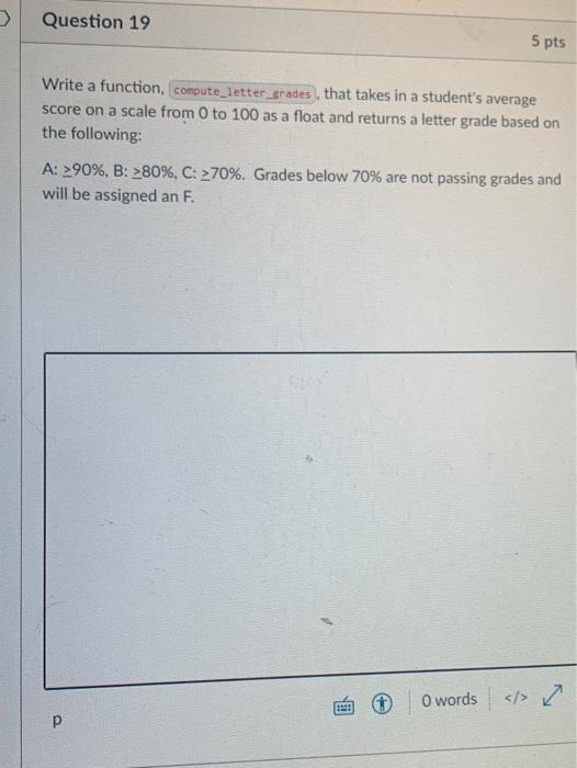Solved > Question 19 5 pts Write a function, | Chegg.com