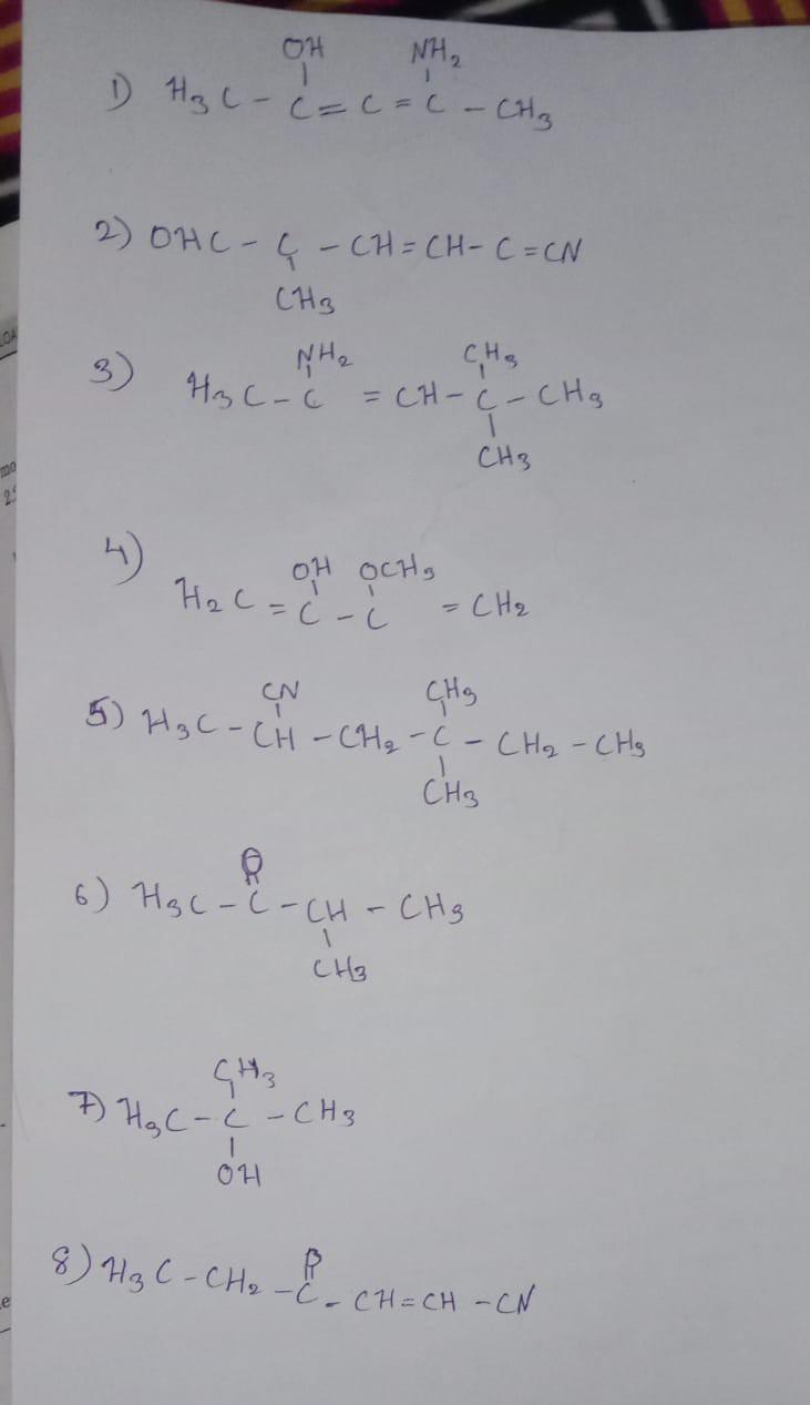 Solved OH NH, 1 H₃ C-c=c-c-CH3 2) OHC - G -CH=CH-C = CN CH3 | Chegg.com ...