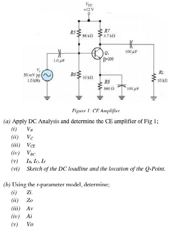 Solved Figure 1: CE Amplifier (a) Apply DC Analysis And | Chegg.com