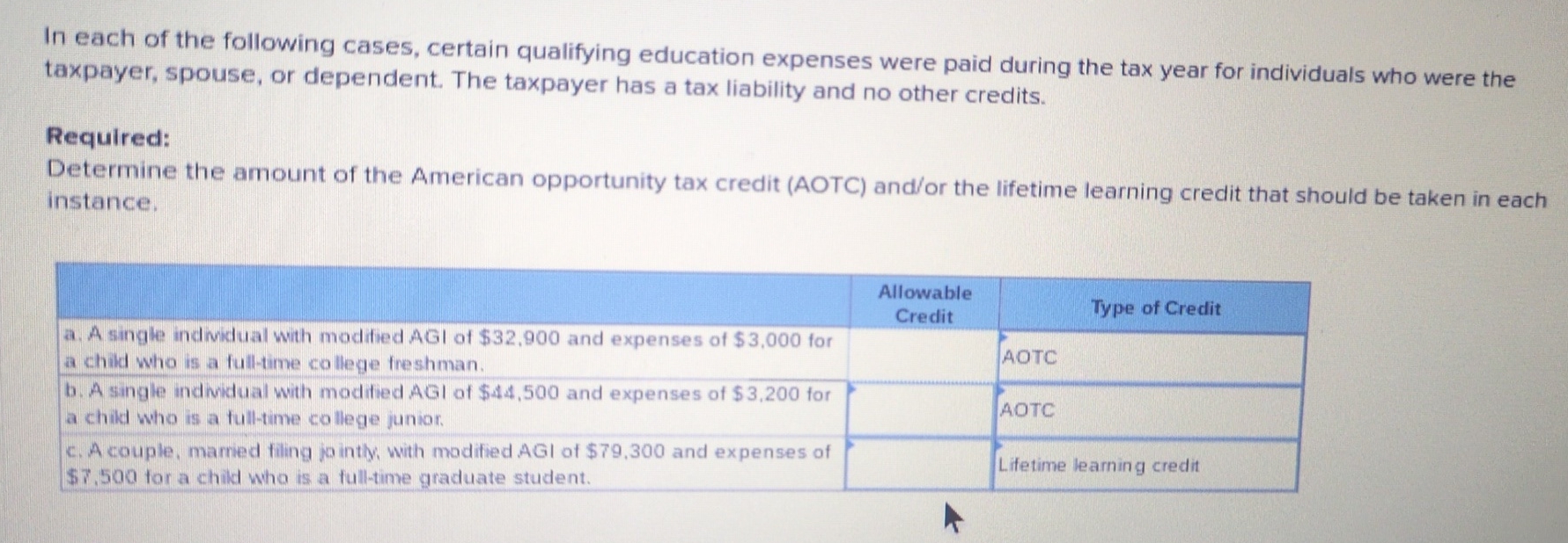 Solved In each of the following cases, certain qualifying | Chegg.com