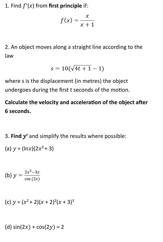 Solved Find f'(x) ﻿from first principle if:f(x)=xx+1An | Chegg.com