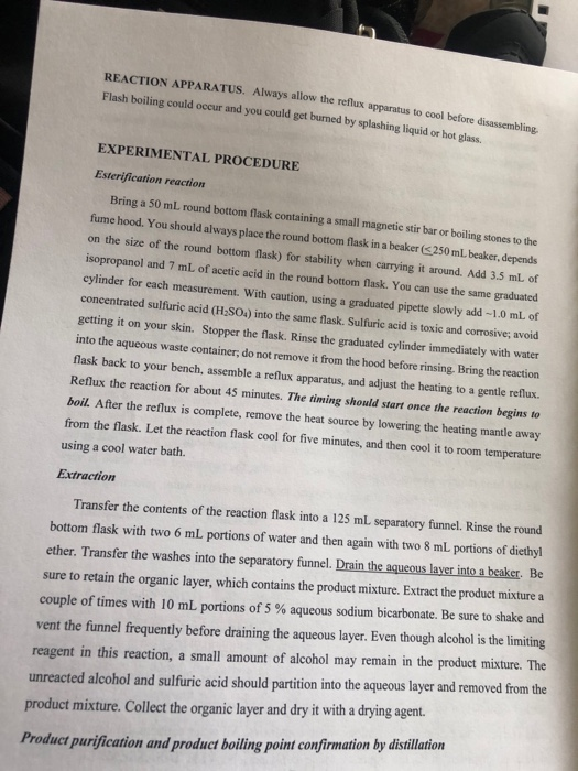 Solved EXPERIMENT 10 FISCHER ESTERIFICATION: SYNTHESIS OF AN | Chegg.com