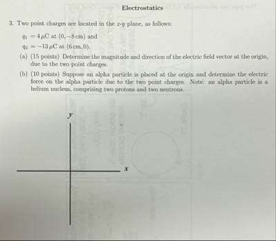 Electrostatics3. ﻿Two point charges are located in | Chegg.com
